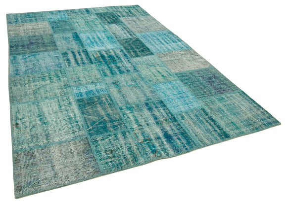 7x10 Turquoise Patchwork Rug - 23931