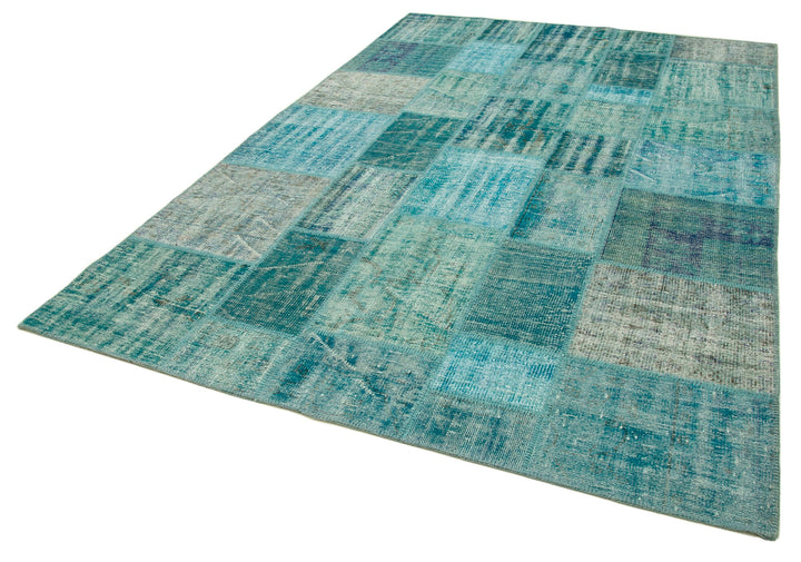 7x10 Turquoise Patchwork Rug - 23931