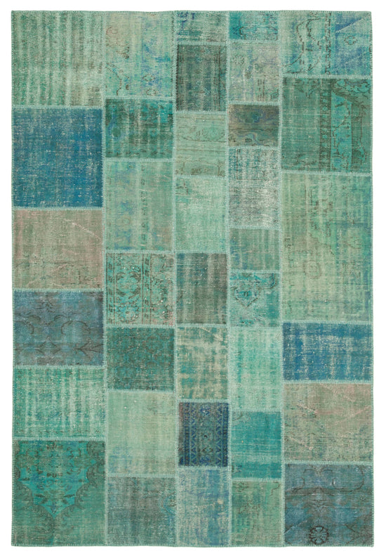 7x10 Turquoise Patchwork Rug - 23932