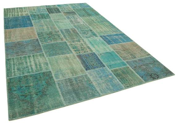 7x10 Turquoise Patchwork Rug - 23932