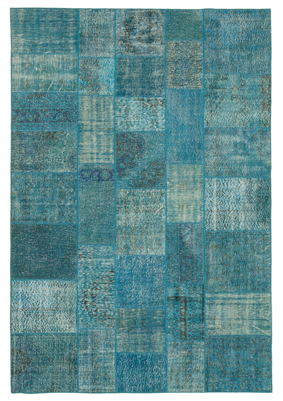 7x10 Blue Patchwork Rug - 23938