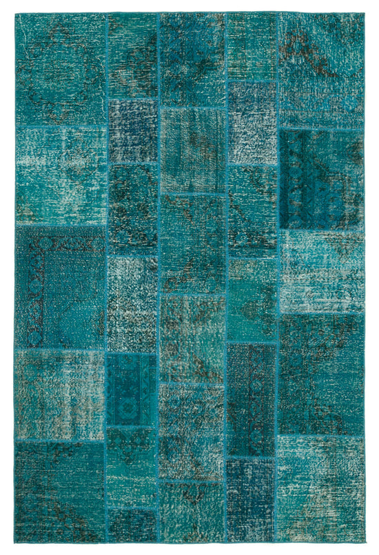 7x10 Turquoise Patchwork Rug - 23953
