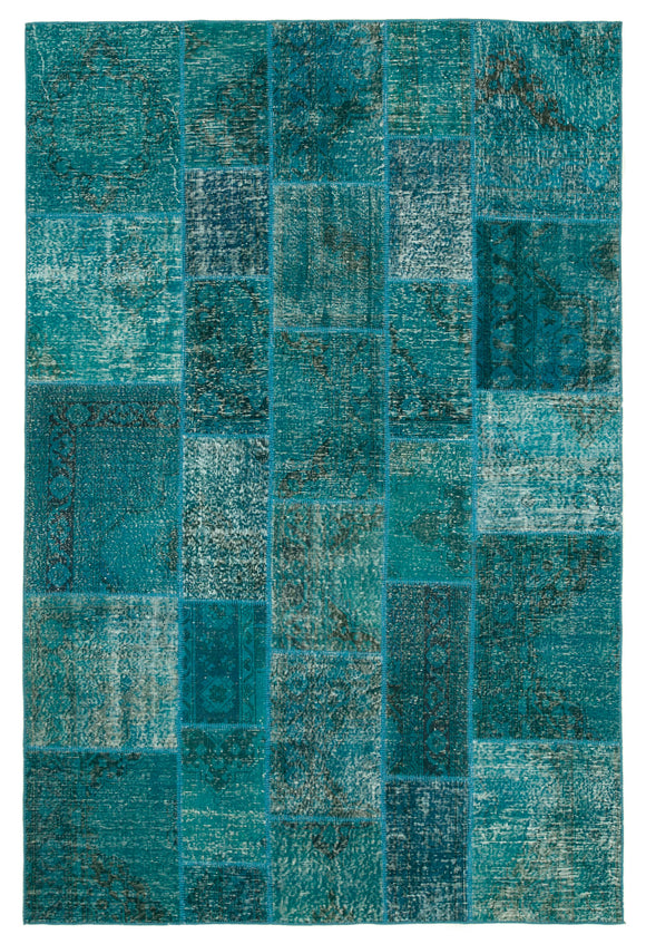 7x10 Turquoise Patchwork Rug - 23953