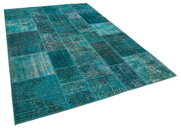 7x10 Turquoise Patchwork Rug - 23953