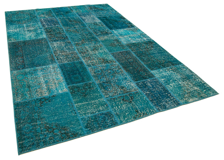 7x10 Turquoise Patchwork Rug - 23953