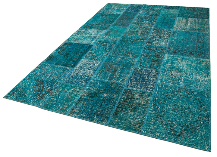 7x10 Turquoise Patchwork Rug - 23953