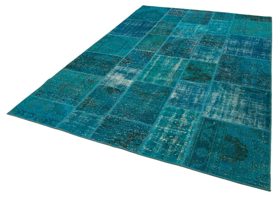 7x10 Blue Patchwork Rug - 23963