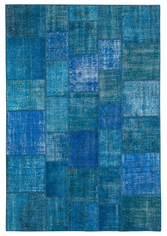 7x10 Blue Patchwork Rug - 23991