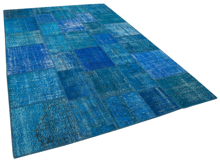 7x10 Blue Patchwork Rug - 23991