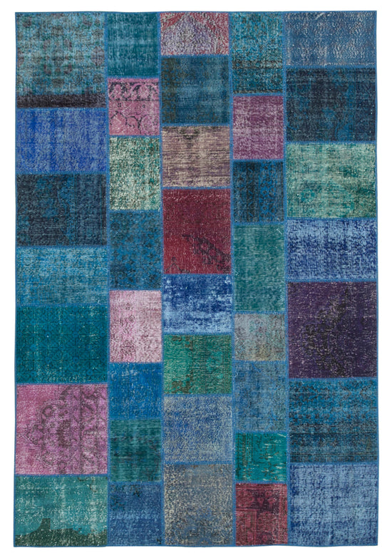 7x10 Blue Patchwork Rug - 24003