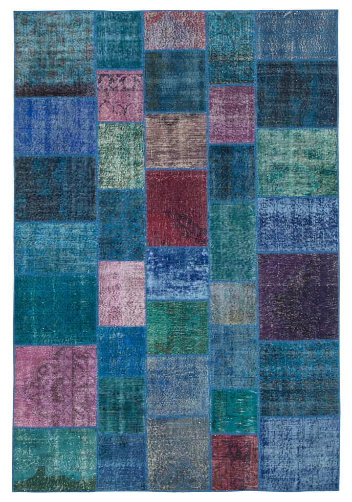 7x10 Blue Patchwork Rug - 24003