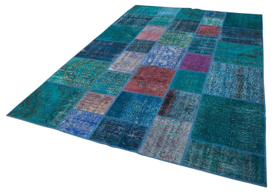7x10 Turquoise Patchwork Rug - 24011
