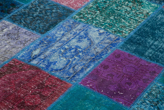 7x10 Turquoise Patchwork Rug - 24011