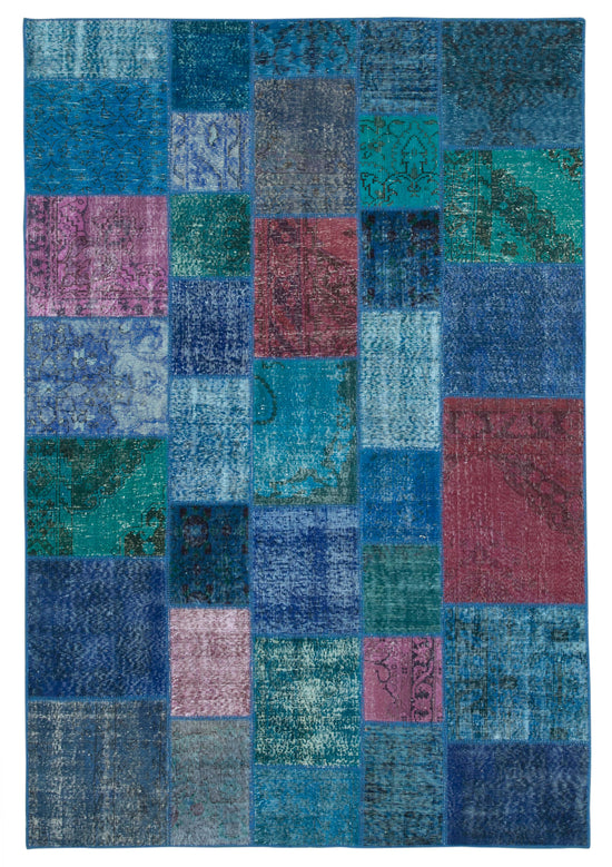 7x10 Blue Patchwork Rug - 24016
