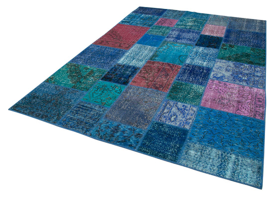 7x10 Blue Patchwork Rug - 24016