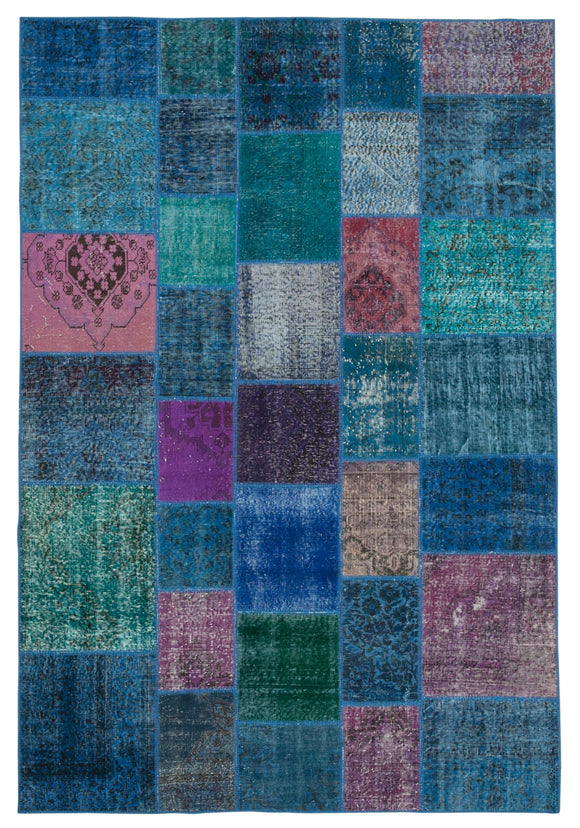 7x10 Blue Patchwork Rug - 24027