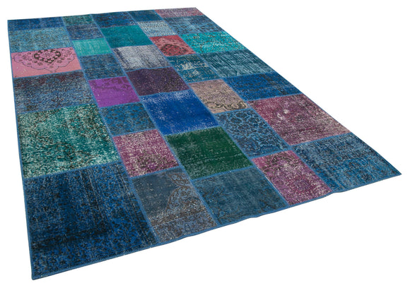 7x10 Blue Patchwork Rug - 24027