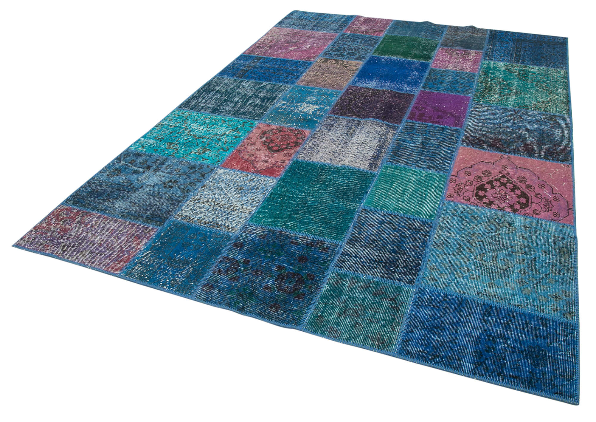 7x10 Blue Patchwork Rug - 24027