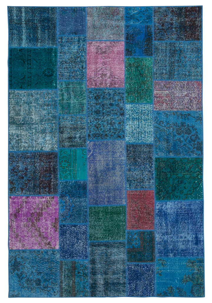 7x10 Blue Patchwork Rug - 24033