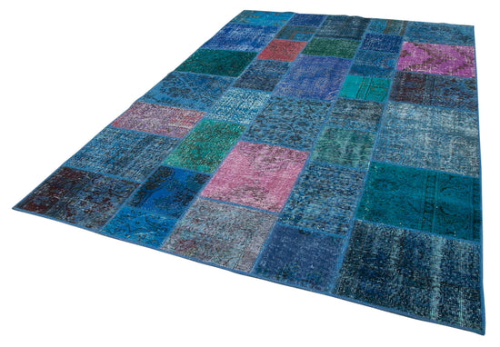 7x10 Blue Patchwork Rug - 24033