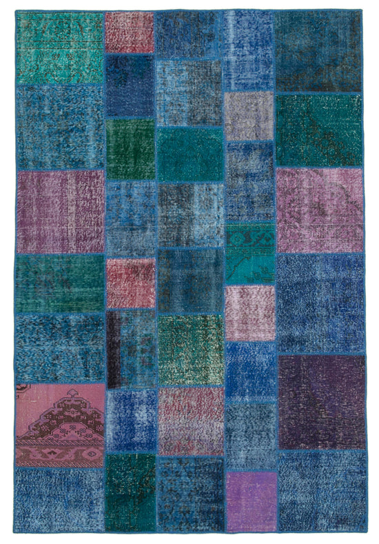 7x10 Blue Patchwork Rug - 24038