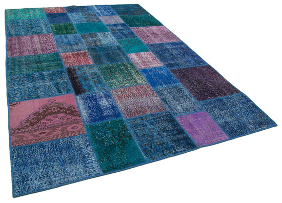 7x10 Blue Patchwork Rug - 24038