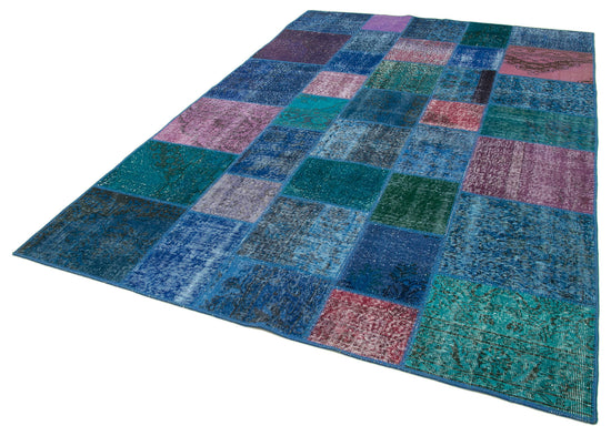 7x10 Blue Patchwork Rug - 24038