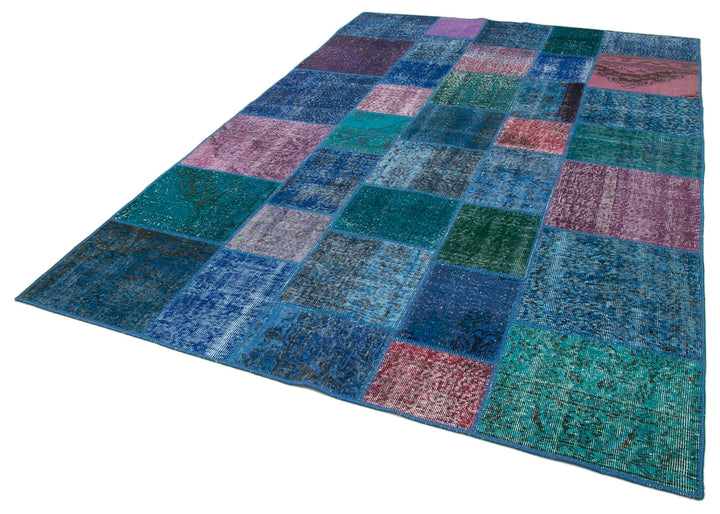 7x10 Blue Patchwork Rug - 24038