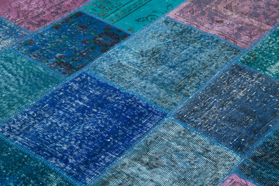 7x10 Blue Patchwork Rug - 24042
