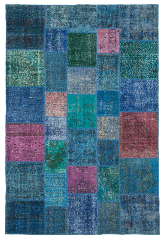 7x10 Blue Patchwork Rug - 24046