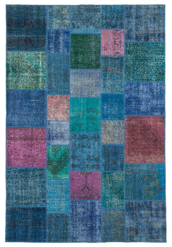7x10 Blue Patchwork Rug - 24046