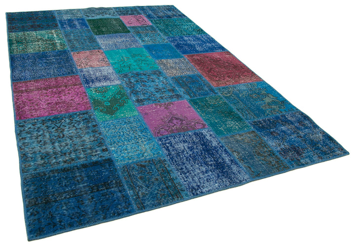 7x10 Blue Patchwork Rug - 24046
