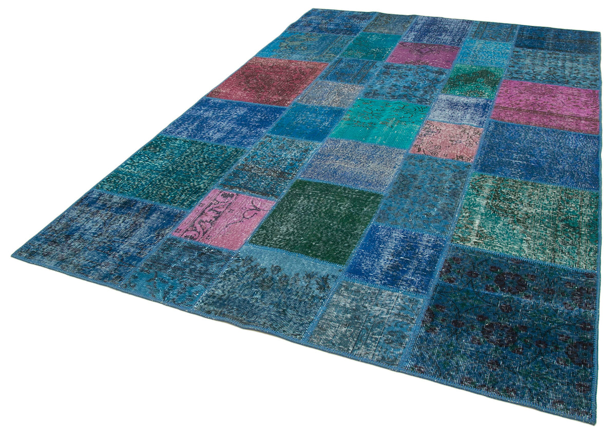 7x10 Blue Patchwork Rug - 24046