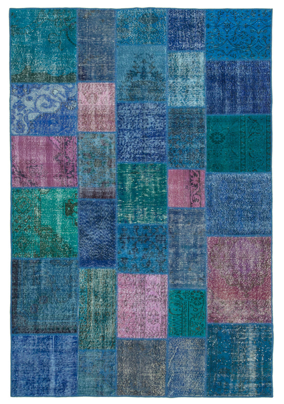 7x10 Blue Patchwork Rug - 24050