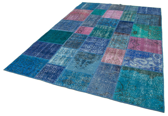 7x10 Blue Patchwork Rug - 24050