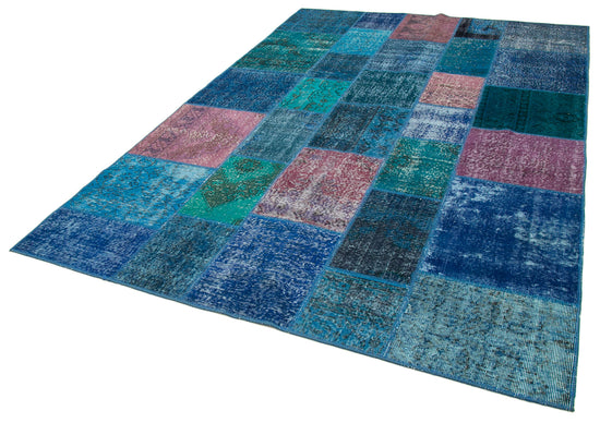 7x10 Blue Patchwork Rug - 24055