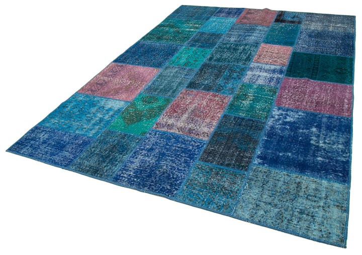 7x10 Blue Patchwork Rug - 24055