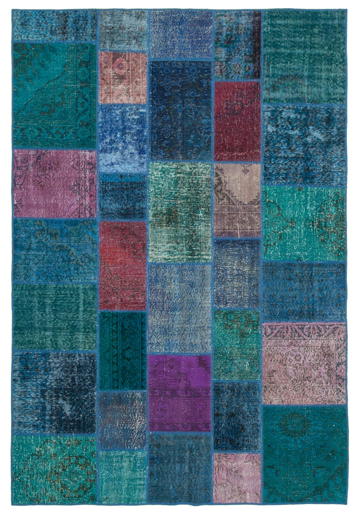 7x10 Blue Patchwork Rug - 24059