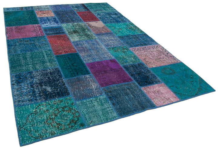 7x10 Blue Patchwork Rug - 24059