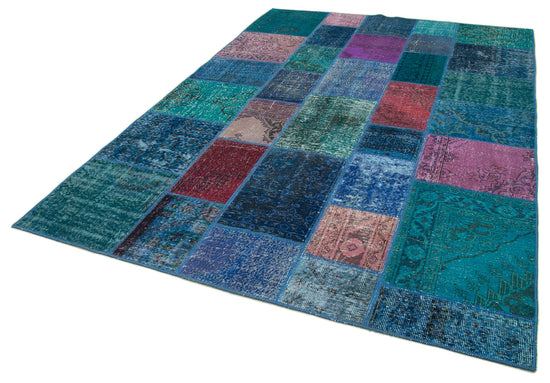 7x10 Blue Patchwork Rug - 24059