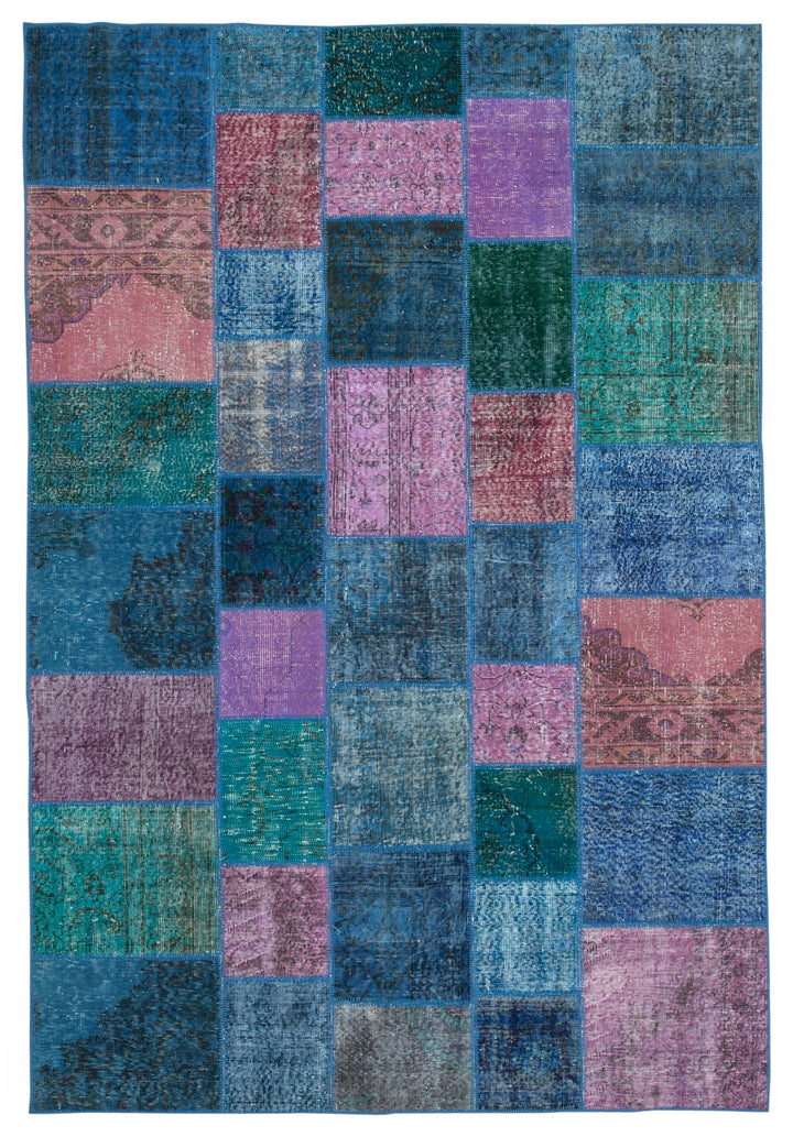 7x10 Blue Patchwork Rug - 24062