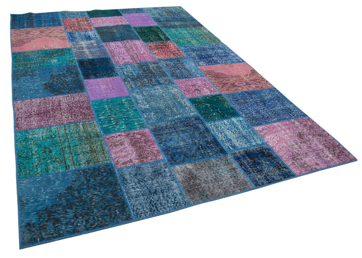 7x10 Blue Patchwork Rug - 24062