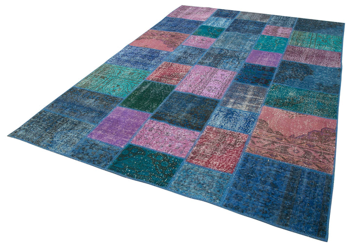 7x10 Blue Patchwork Rug - 24062