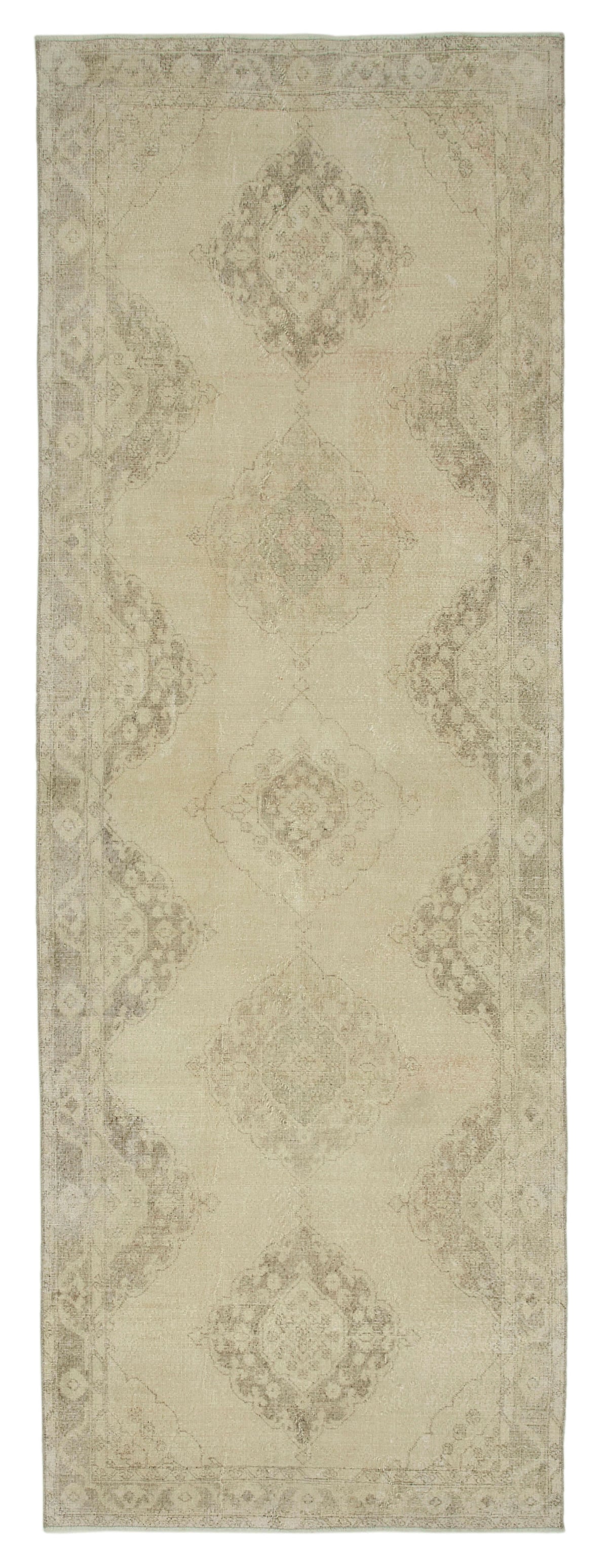 4x13 Beige Turkish Vintage Runner Rug - 24185