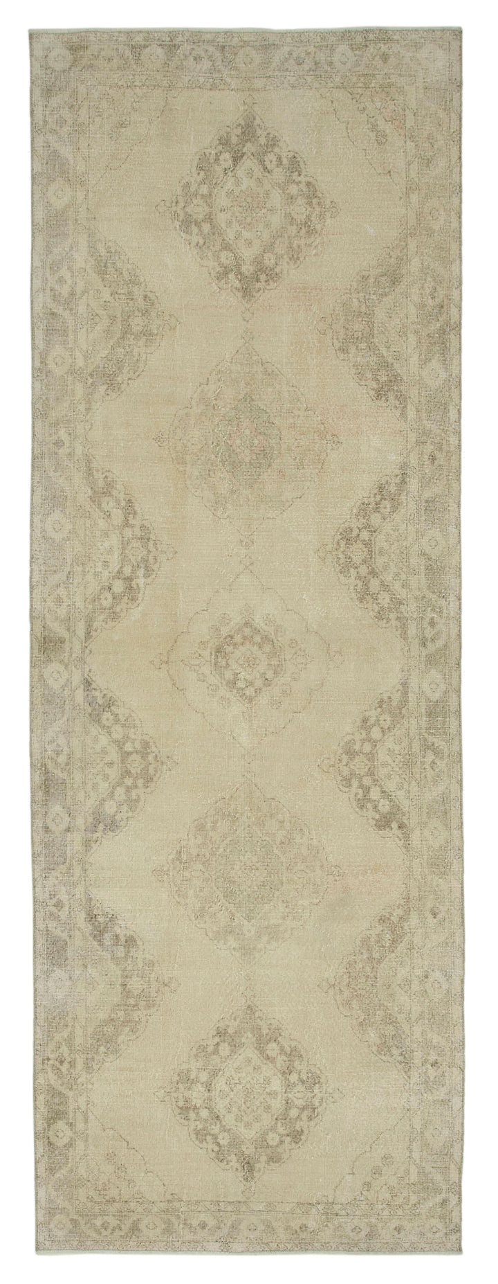 4x13 Beige Turkish Vintage Runner Rug - 24185