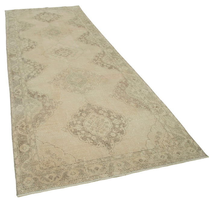 4x13 Beige Turkish Vintage Runner Rug - 24185