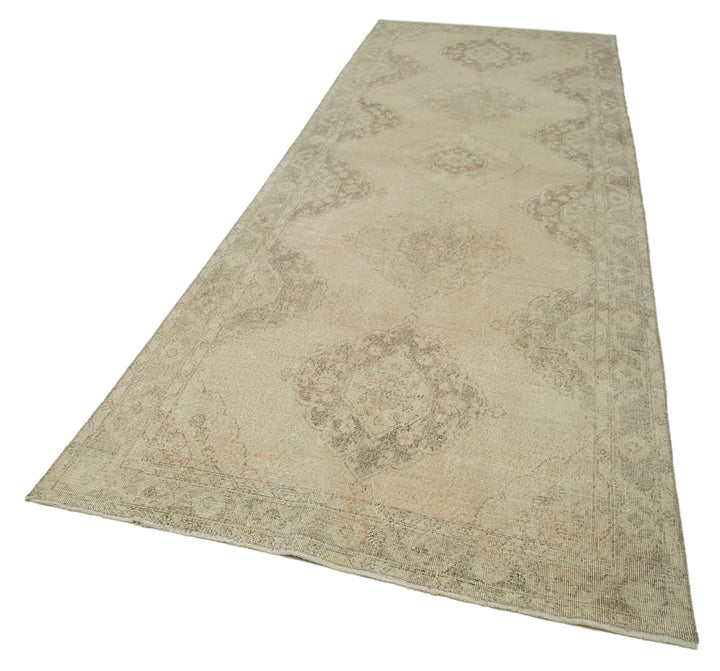 4x13 Beige Turkish Vintage Runner Rug - 24185