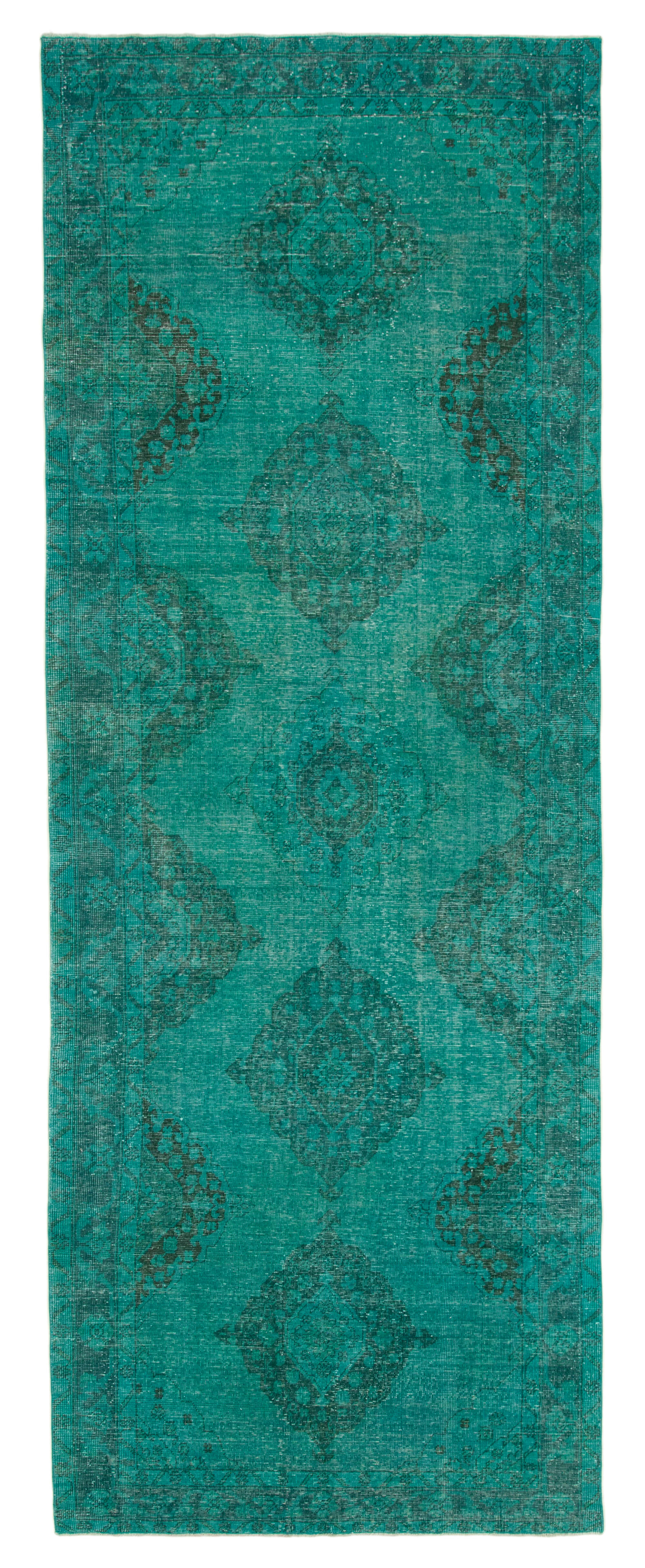 5x12 Turquoise Turkish Over Dyed Runner Rug - 24220
