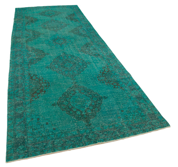5x12 Turquoise Turkish Over Dyed Runner Rug - 24220