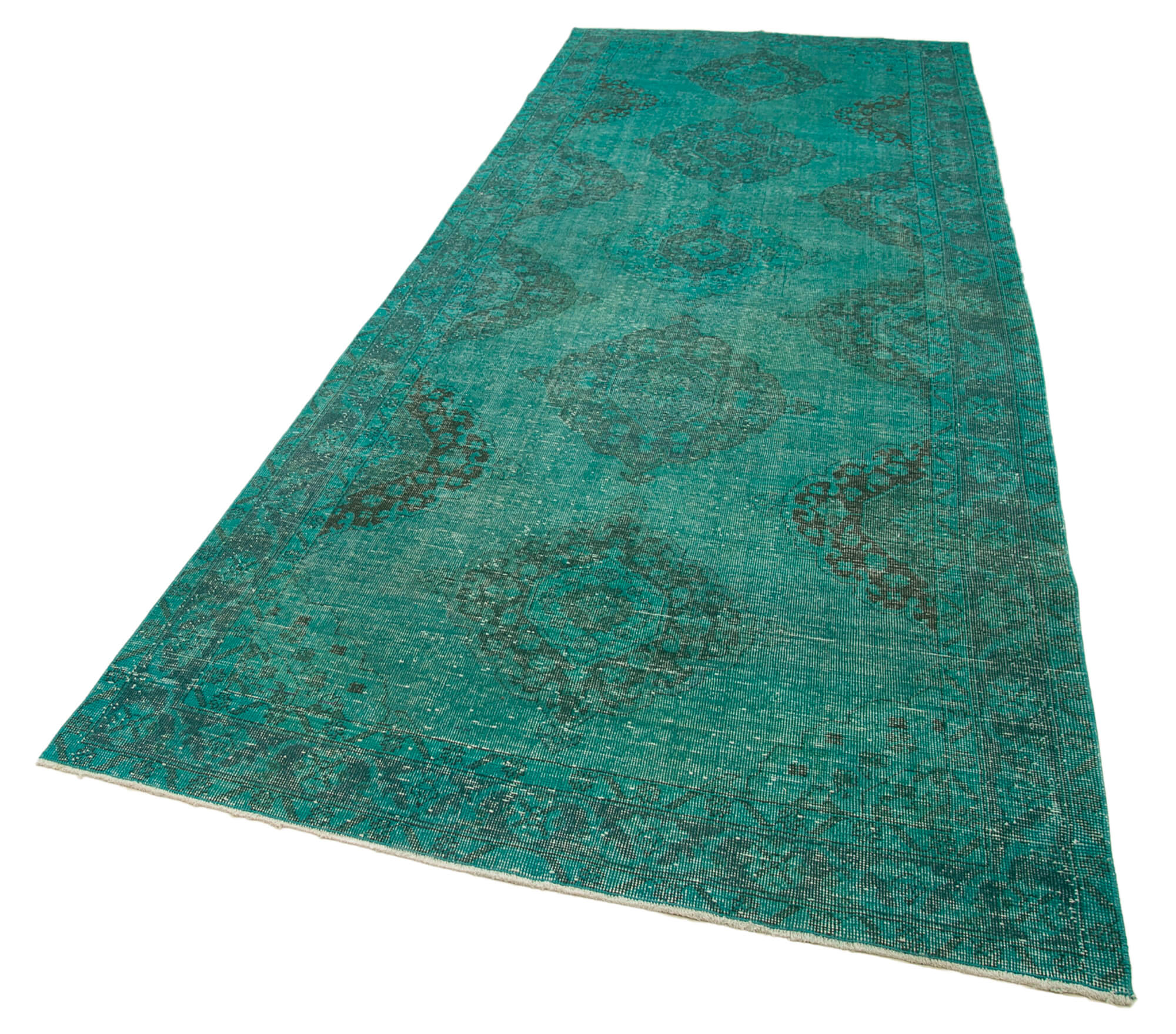 5x12 Turquoise Turkish Over Dyed Runner Rug - 24220